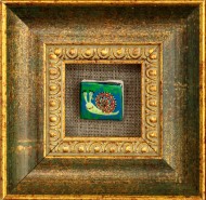 framed snail : brooch acrilic:canvas